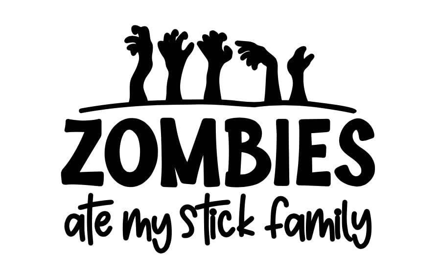 Zombies Ate My Stick Family Car Decal, Vinyl Window Sticker Decal 5x4 Inches (P18)