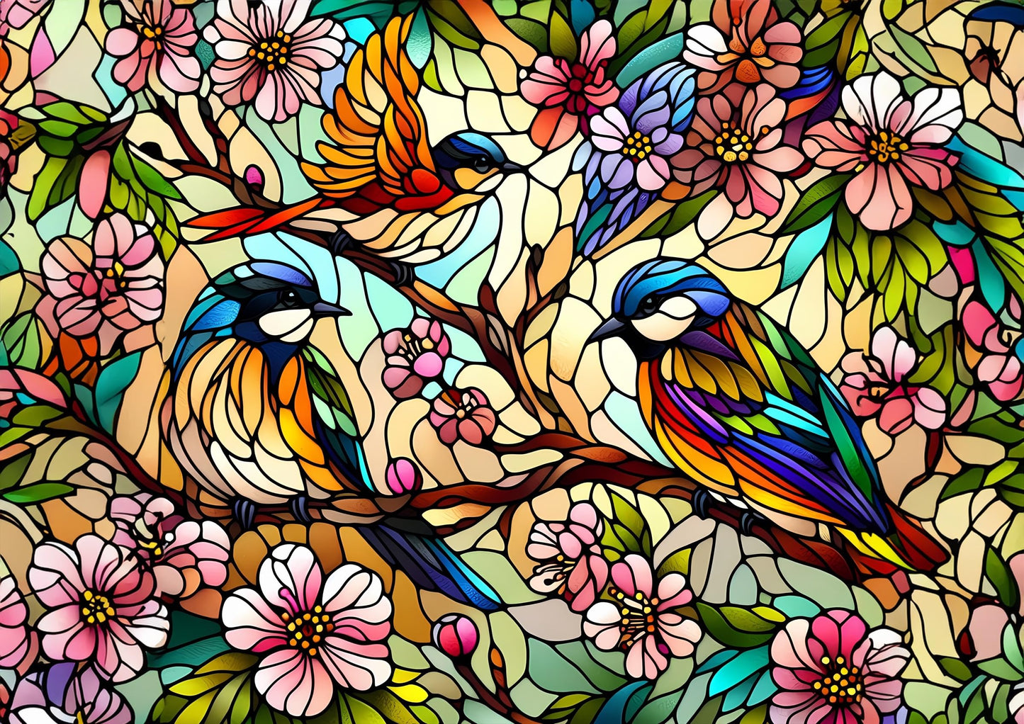 Decorative Glass Cutting Board with Stained Glass Birds Design, 11 x 7.87 inches, Kitchen Chopping Board (CUT09)