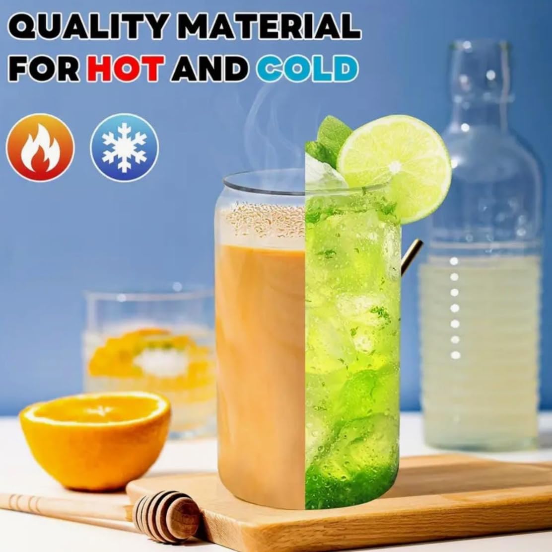 Red Mushrooms Glass Mason Jar with Bamboo Lid and Straw, Mushroom Pattern, Hot and Cold Drinks, Semi-Leakproof Silicone Seal (ONE EACH)