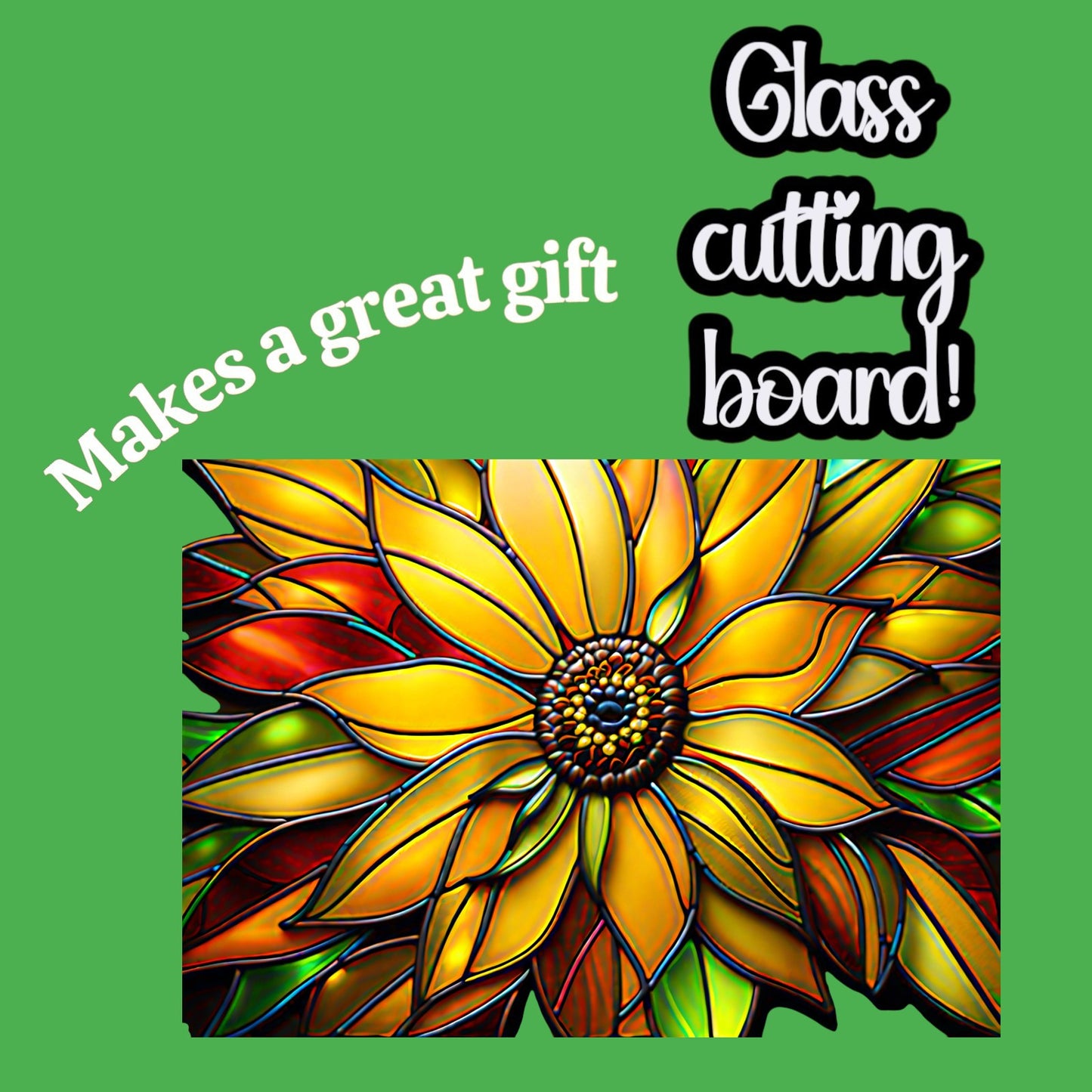 Beautiful Sunflower Tempered Glass Cutting Board 11 x 7.87 Inches (CUT104)