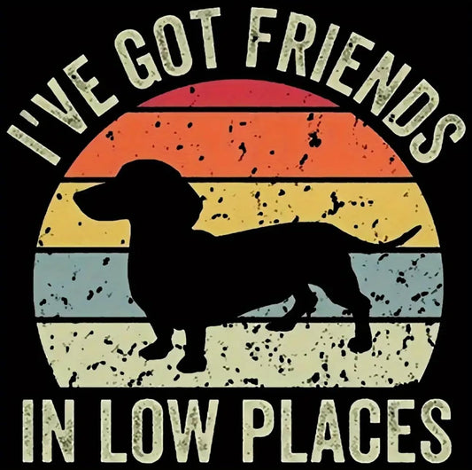Dachshund Hoodie Sweatshirt, I've Got Friends in Low Places, Black, Unisex, Size Large Adults
