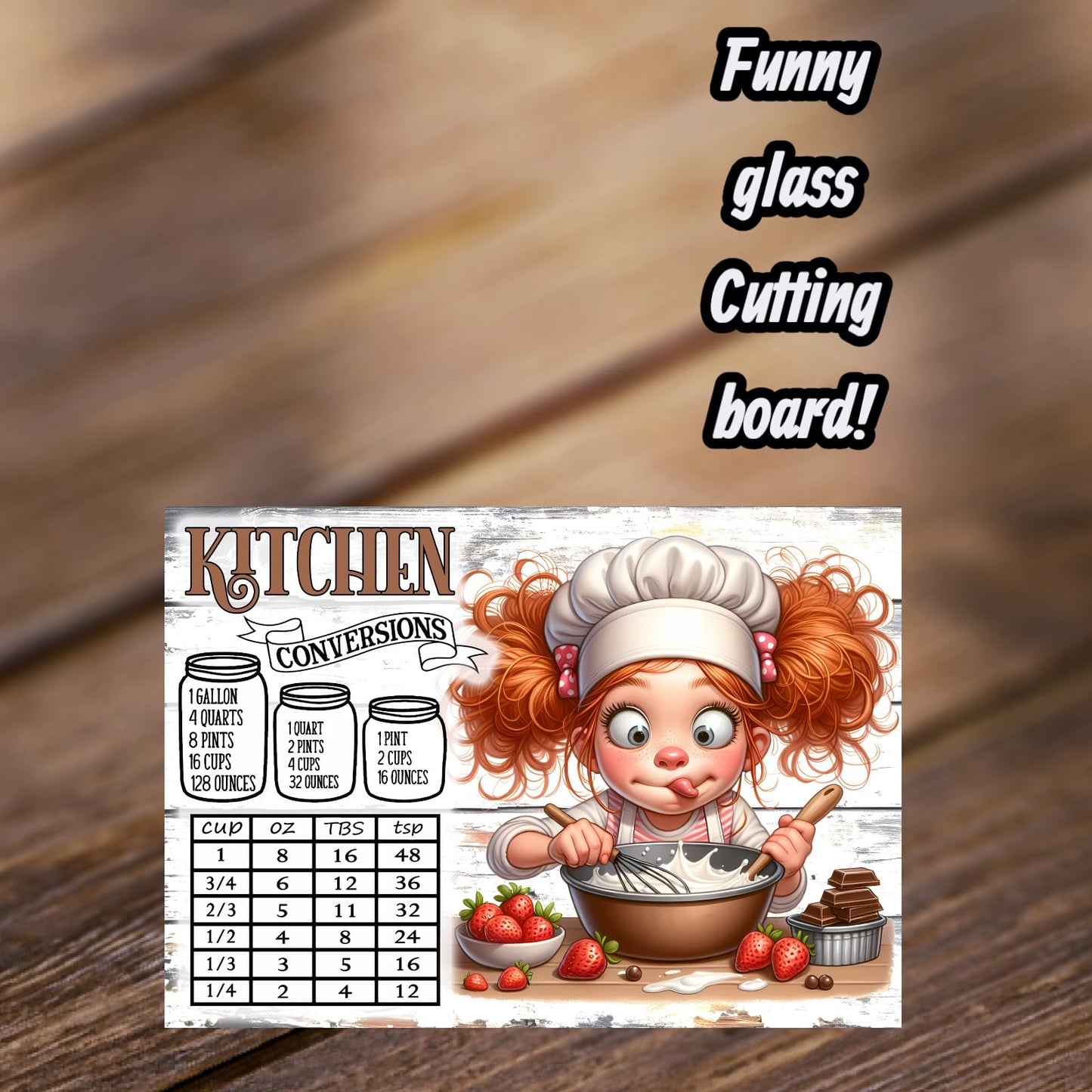 Cooking measurement chart Funny glass cutting board with Kitchen Measurement Conversion Chart, Cooking Reference Guide with Cup, Ounce, Tablespoon Equivalents 11x7.87 inches (CUT28)