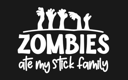 Zombies Ate My Stick Family Car Decal, Vinyl Window Sticker Decal 5x4 Inches (P18)