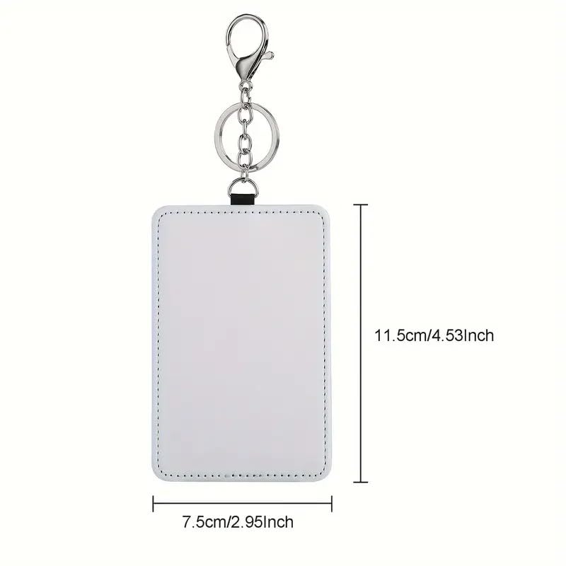 Custom Photo Keychain with Card Holder Picture Display, Metal Ring, Black Faux Leather