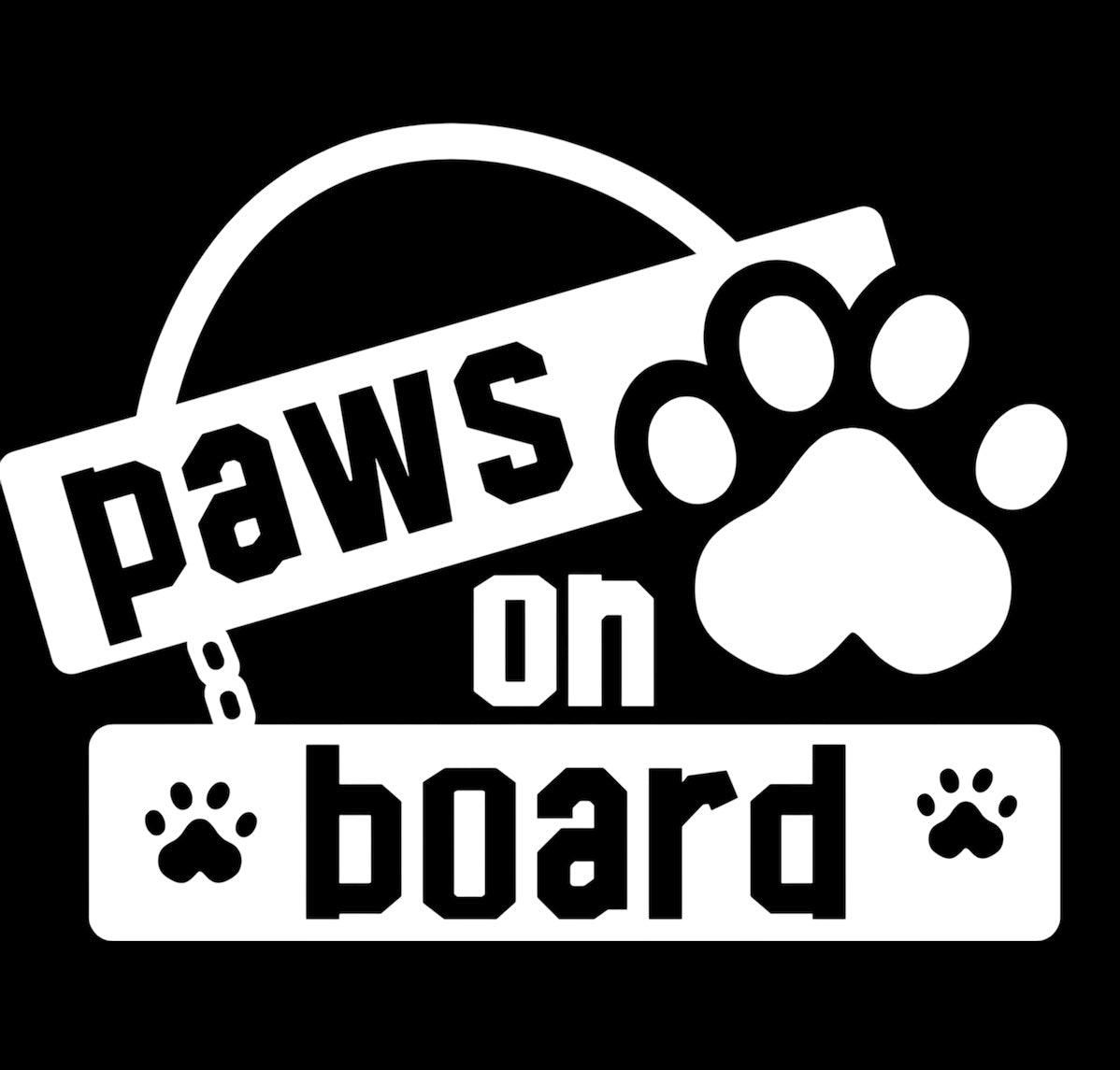 Paws on board decal white or black 5.5 x 4.1 inches, Cute paws on board with paws stickers decals (P1)