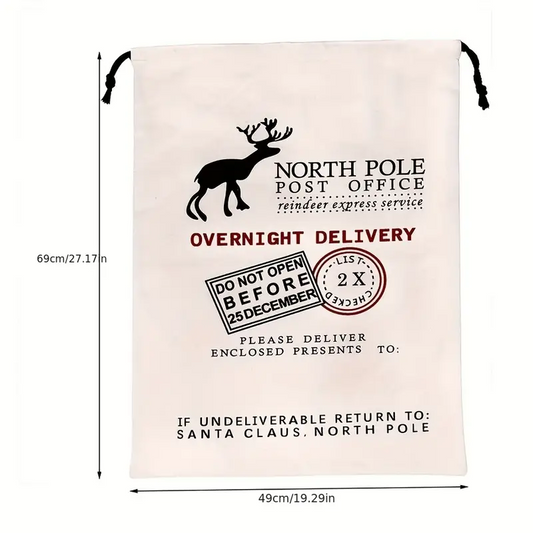 Canvas Christmas north pole bags with name 27x19 inches red green or natural color, personalized christmas bags for kids