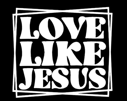 Love Like Jesus Religious Vinyl Decal, White Christian Wall Art Sticker Decal for Cars Mirrors Glasses laptops Walls, Positive Decals 4x3.5 inches, Faith Stickers, Religious car Decal (P13)